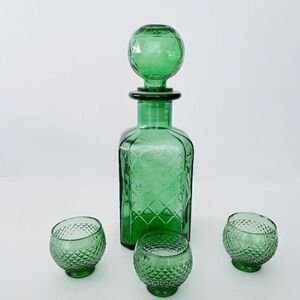 Mid-Century Empoli Decanter & Glasses Made in Italy